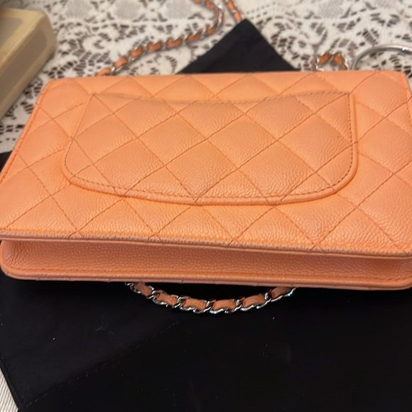 Authentic CHANEL Coral Pink Caviar Wallet on Chain - Picture 12 of 14
